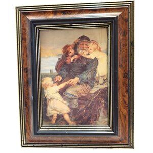 Welcome Home Wall Art Frederick Morgan Fisherman with Children Wood Frame READ